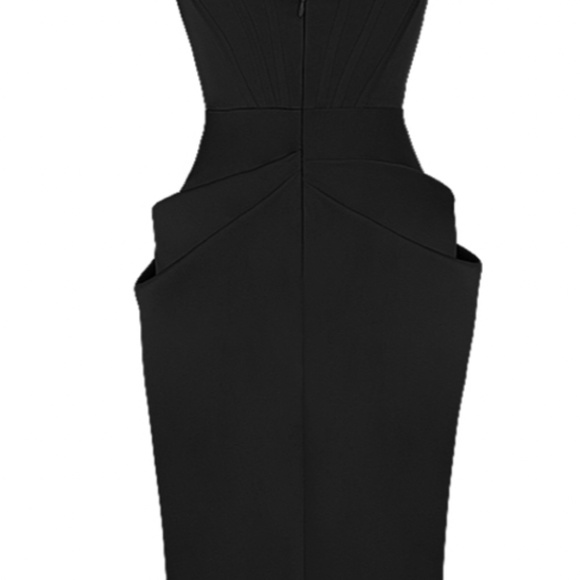Black Satin House of Cb Janis Corset Midi Dress - Picture 4 of 6